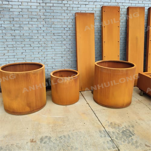 Corten steel flower custom light weight durable metal planters