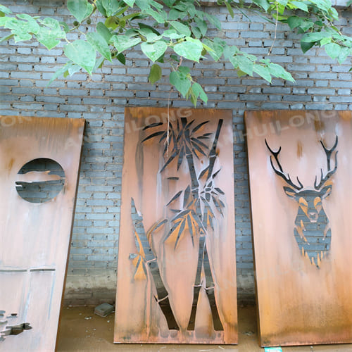 Elegant Rusty Tree Exterior Rusted Corten Steel Pool Fence