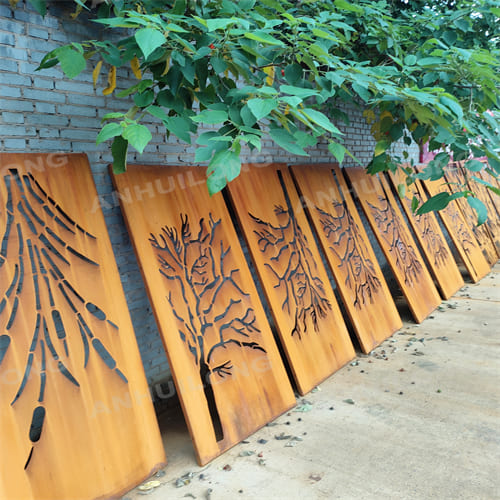 Elegant Rusty Tree Exterior Rusted Corten Steel Pool Fence