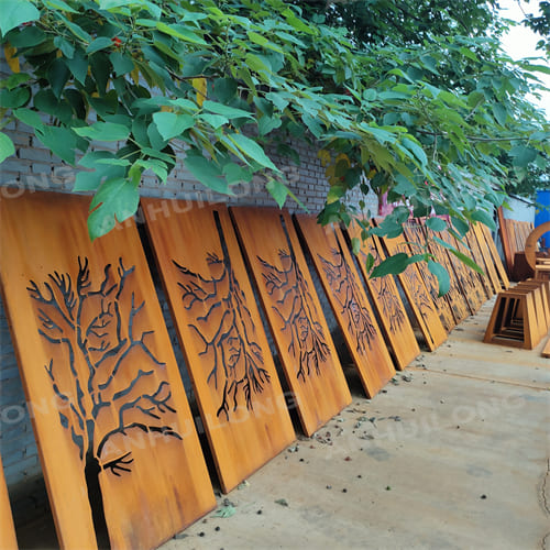 Private outdoor metal screens panels corten steel garden screen