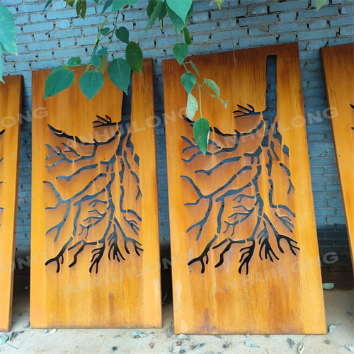 Elegant Rusty Tree Exterior Rusted Corten Steel Pool Fence