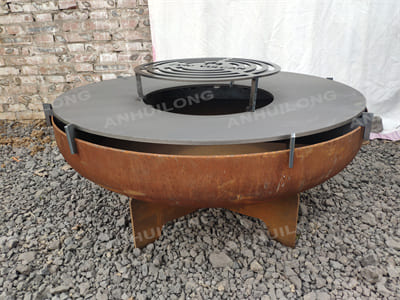 Hot selling custom home BBQ grill outdoor stability customized outdoor steel fire pit with BBQ grill large party