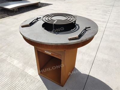 camping folding portable charcoal Corten barbecue grill movable outdoor natural style BBQ hot selling