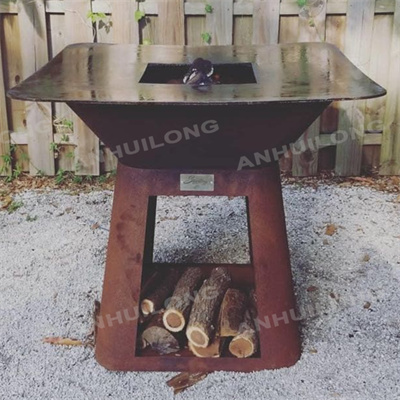free standing outdoor wood burning corten steel bbq grill