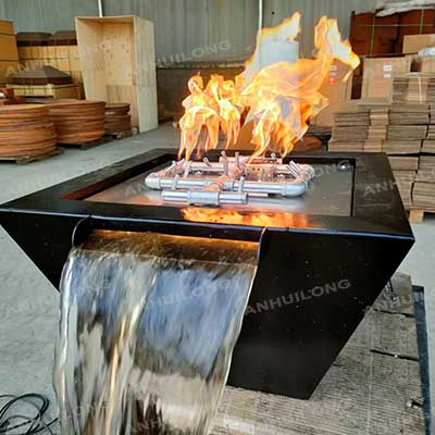 Color Painted decorative corten steel water fountain gas fire pit heaters