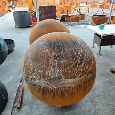 Corten Steel Fireball High Quality Plant Metal Sphere Fire Phoenix