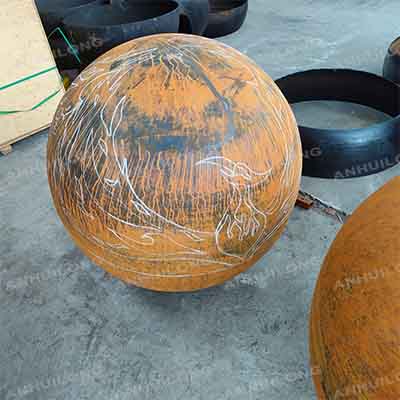 Corten Steel Fireball High Quality Plant Metal Sphere Fire Phoenix