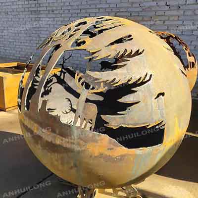 Corten Steel Fireball High Quality Plant Metal Sphere Fire Phoenix
