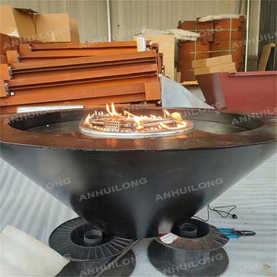 Corten Steel Square Fire on Bowl