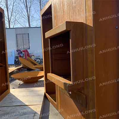 Corten Steel Wood Storage For Outdoor Firepit