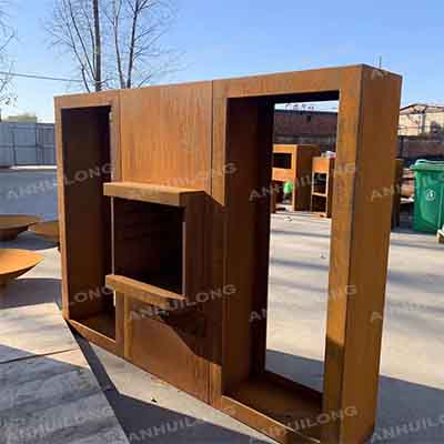 Corten Steel Wood Storage For Outdoor Firepit