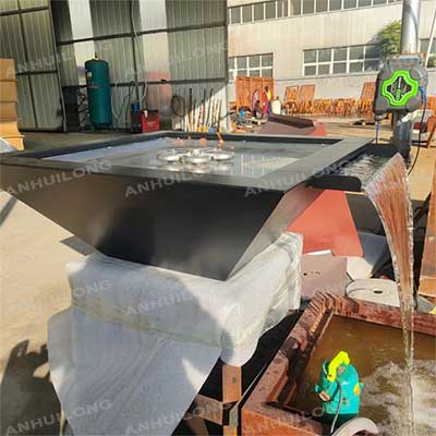 Decorative black stainless steel gas pool water heater outdoor fire fountain gas fire bowl