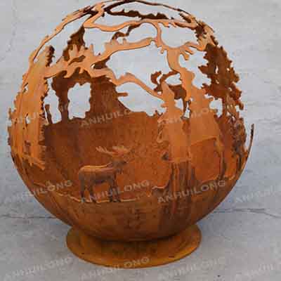 Fire ball by Handmade Outdoor garden corten steel spherical