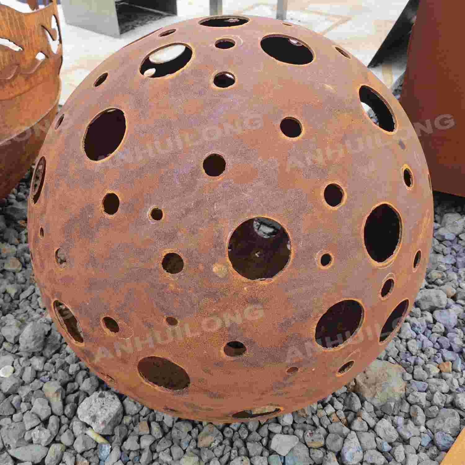 outdoor heavy duty fire sphere corten steel