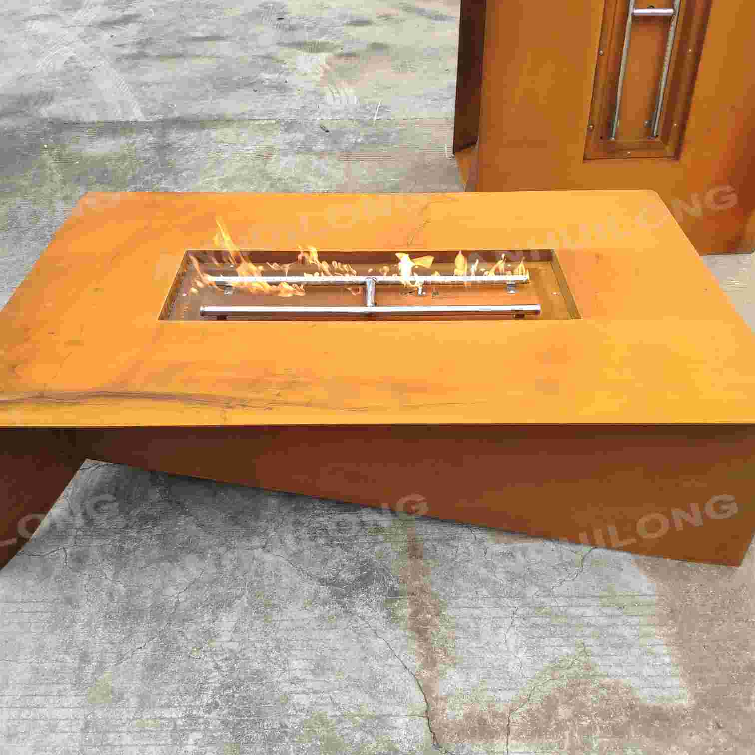 Eye-catching corten steel fire pit for patio