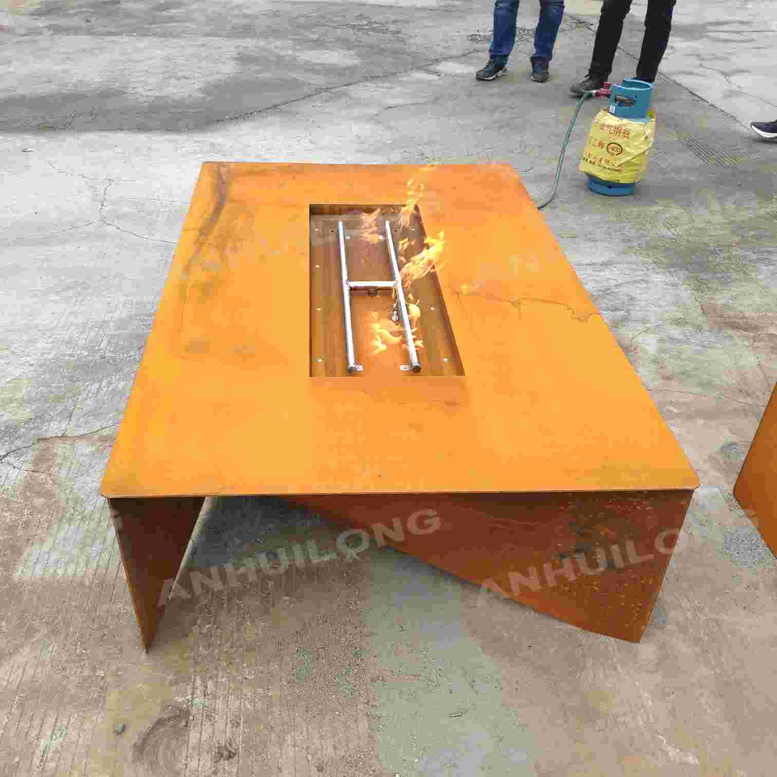 Eye-catching corten steel fire pit for patio