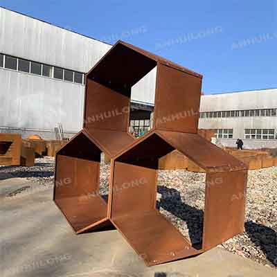 Outdoor Firepit Use Corten Steel Wood Storage Firewood Log Store