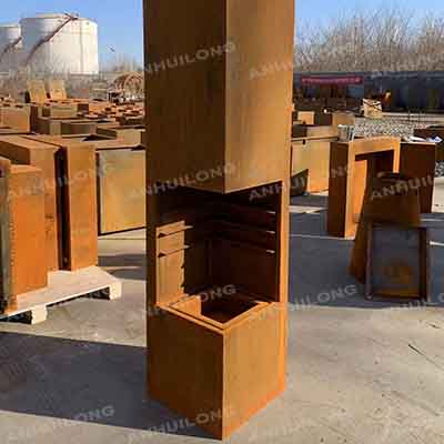 Outdoor Firepit Use Corten Steel Wood Storage Firewood Log Store