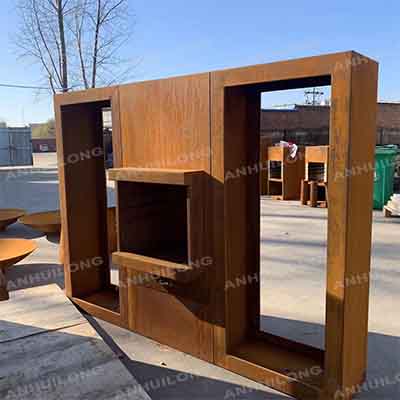 Outdoor Firepit Use Corten Steel Wood Storage Firewood Log Store