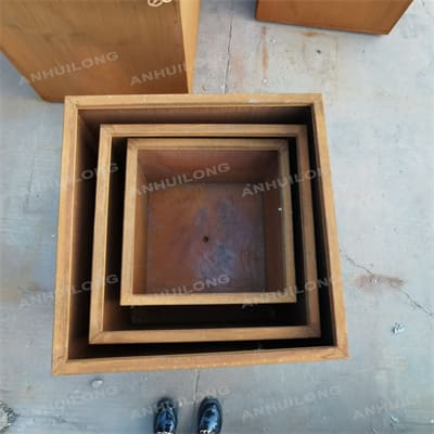 Customized Large Outdoor Rectangular Flower Pot made of Corten Steel