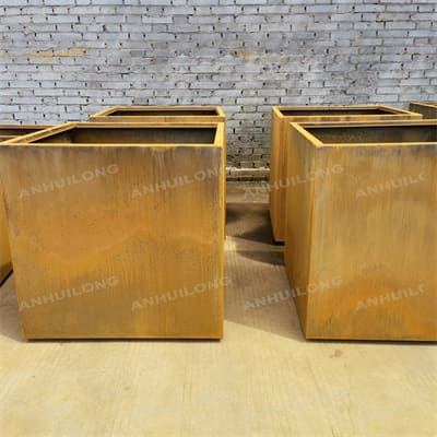 Customized Large Outdoor Rectangular Flower Pot made of Corten Steel