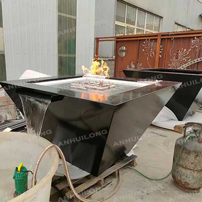 Waterfall Nature Gas Decorative Firepit Corten Steel Water Fire Pit Gas Fire Pit