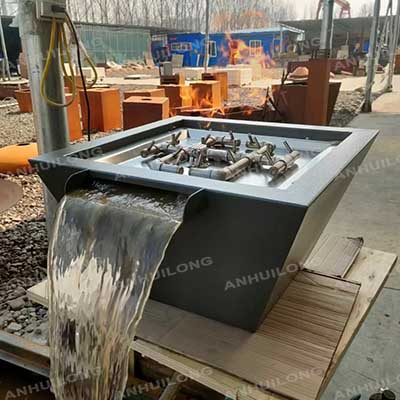 Waterfall Nature Gas Decorative Firepit Corten Steel Water Fire Pit Gas Fire Pit