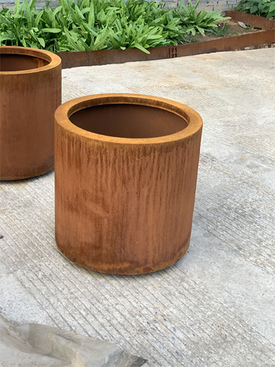 Industrial Style Corten Steel Planter for Landscape Design