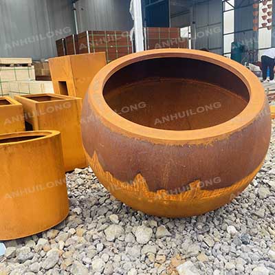 Corten steel plant pot stand