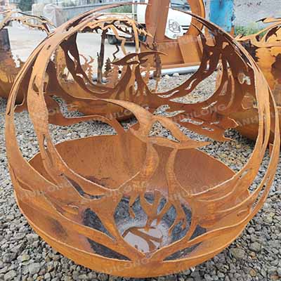 Camping Metal Fire Basket Garden Decor Corten Steel Firepits Wood Burning Fire Place