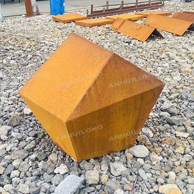 Corten rust steel flower pot for garden