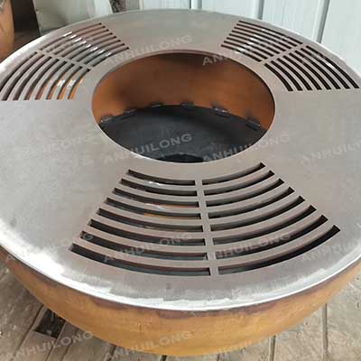 Corten steel Rusty Half Ball BBQ grills for outside cooking