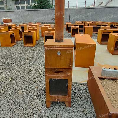 Corten steel fireplace for cooking Pizza oven