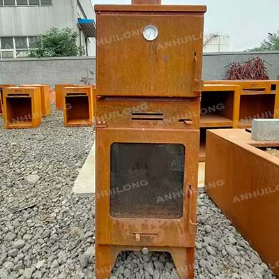 Corten steel fireplace for cooking Pizza oven