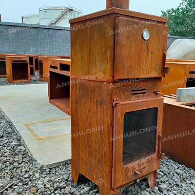 Corten steel fireplace for cooking Pizza oven