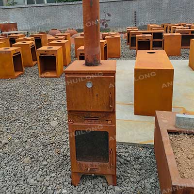 Corten steel fireplace for cooking Pizza oven