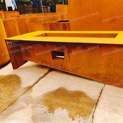 Outdoor Garden Fireplace Weathering Steel Fire Pit Natural Gas Fire Place