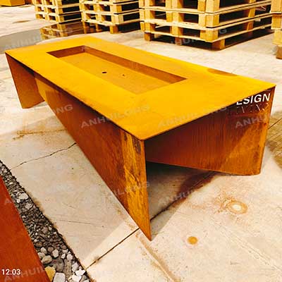 Outdoor Garden Fireplace Weathering Steel Fire Pit Natural Gas Fire Place