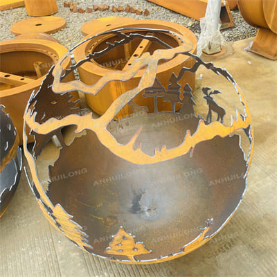 home  and garden outdoor fire sphere corten steel