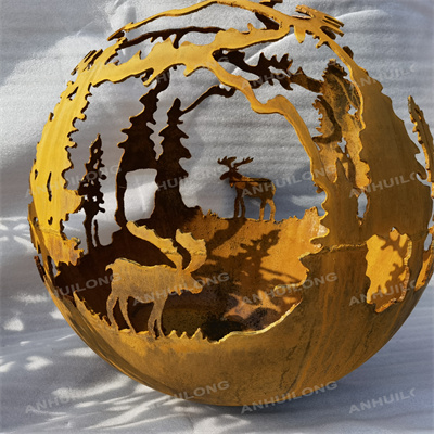 home  and garden outdoor fire sphere corten steel