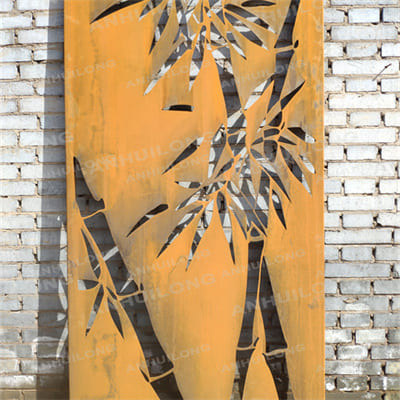 High-Quality Laser-Cut Weathering-Resistant Steel Chinese Style Rusty Bamboo Screen