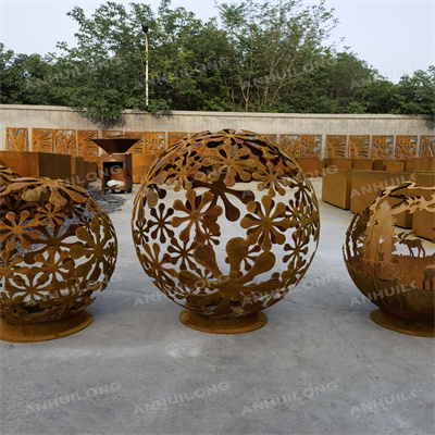 home  and garden outdoor fire sphere corten steel