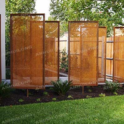 Laser Cut Steel Garden Building Facade Metal Screen Set Materials Corten Steel Screen