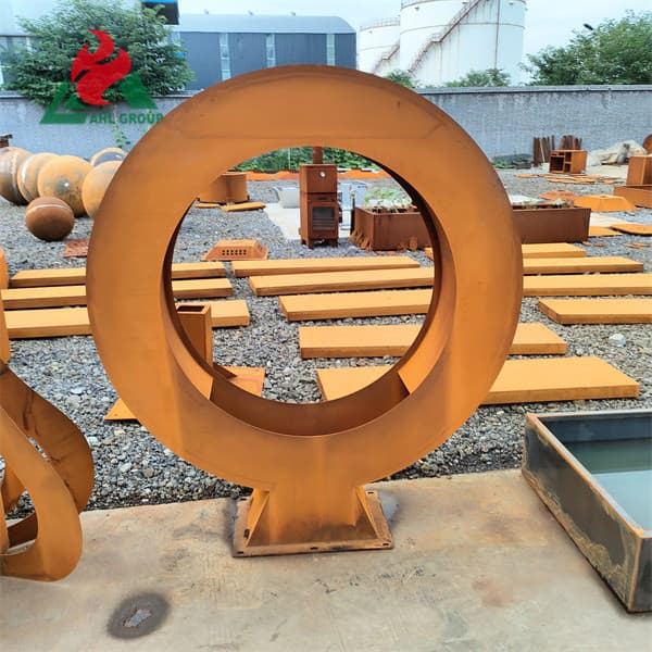 Modern corten steel water features