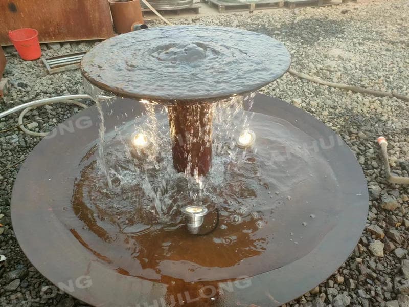 Industrial Landscape outdoor water fountain with lights