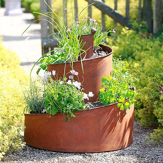 metal art planters outdoor garden decoration corten steel planters