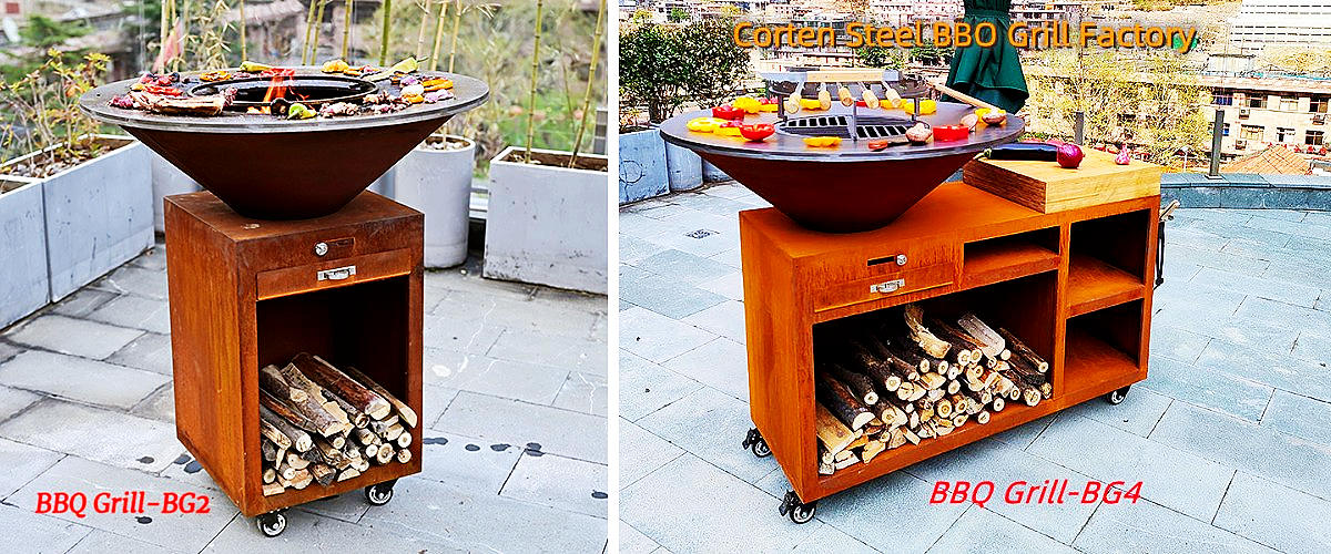 Corten Grill BBQ For Cooking Outside Kitchen With Grill Ring Trader