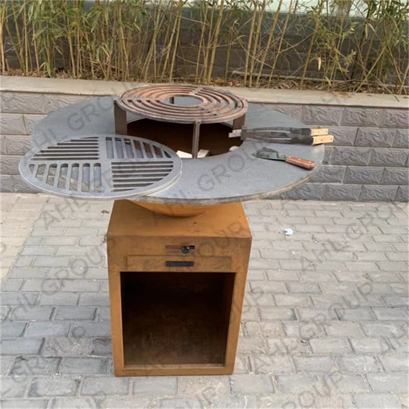 Corten Steel Metal Barbecue Grill For Cooking Outside Kitchen With Removable Center Factory