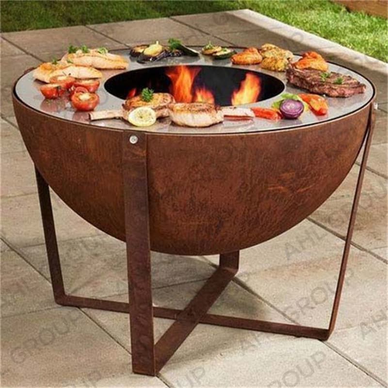 Corten Steel Bbq Fire Pit For Outdoor Garden Barbeque Lovers Distributor