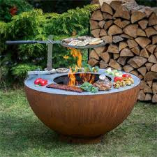 Customized Rectangular corten steel charcoal grill For sale